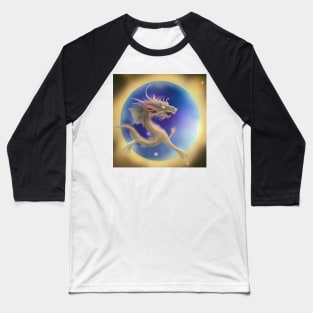 Gold Dragon Flying Through Wormhole Baseball T-Shirt